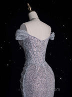 Modest Mermaid Off The Shoulder Sequin Long Evening Prom Dress Formal Graduation Party Dress Evening Dress