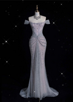 Modest Mermaid Off The Shoulder Sequin Long Classy Prom Dress Classy Graduation Party Dress Classy Evening Dress