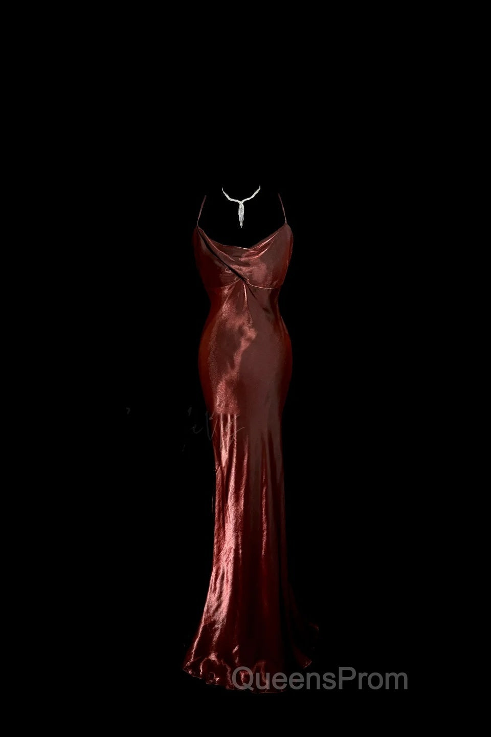 Modest Mermaid Spaghetti Straps Burgundy Evening Prom Dress Ruffle Long Party Dress Secondary image