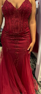 Modest Mermaid Spaghetti Straps Burgundy Sequin Classy Gown 23Rd Birthday Dress Classy Prom Dress 20Th Birthday Outfits