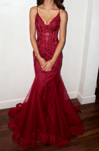 Modest Mermaid Spaghetti Straps Burgundy Sequin Classy Gown 23Rd Birthday Dress Classy Prom Dress 20Th Birthday Outfits
