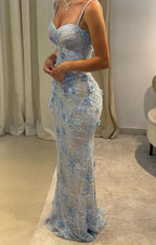 Modest Mermaid Spaghetti Straps Light Sky Blue Long Classy Prom Dress Party Dress 21St Birthday Outfits Graduation Dress
