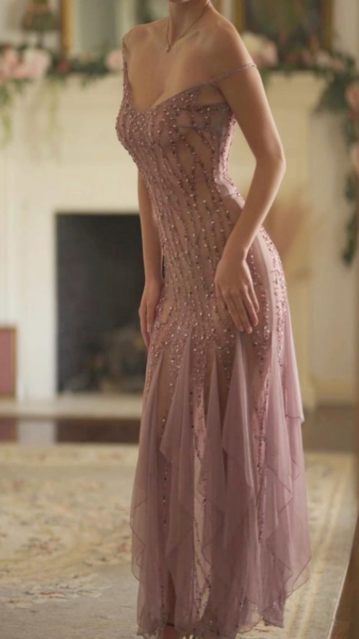 Modest Mermaid V Neckline Pink Chiffon Ruffles Long Party Dress Classy Prom Dress Secondary image