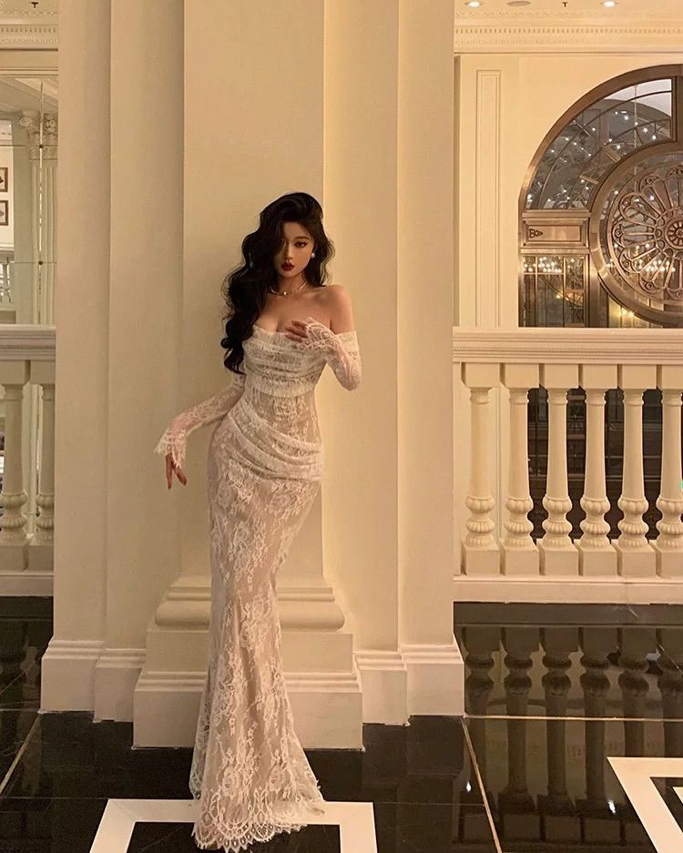 Modest Off The Shoulder Lace Mermaid Long Classy Prom Dress Classy Party Gown For Women