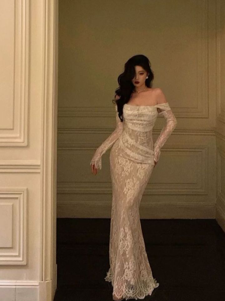 Modest Off The Shoulder Lace Mermaid Long Classy Prom Dress Classy Party Gown For Women