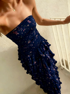 Modest Sheath Strapless Yellow Chiffon Floral Long Classy Prom Dress Party Dress 22Th Birthday Outfits Graduation Dress