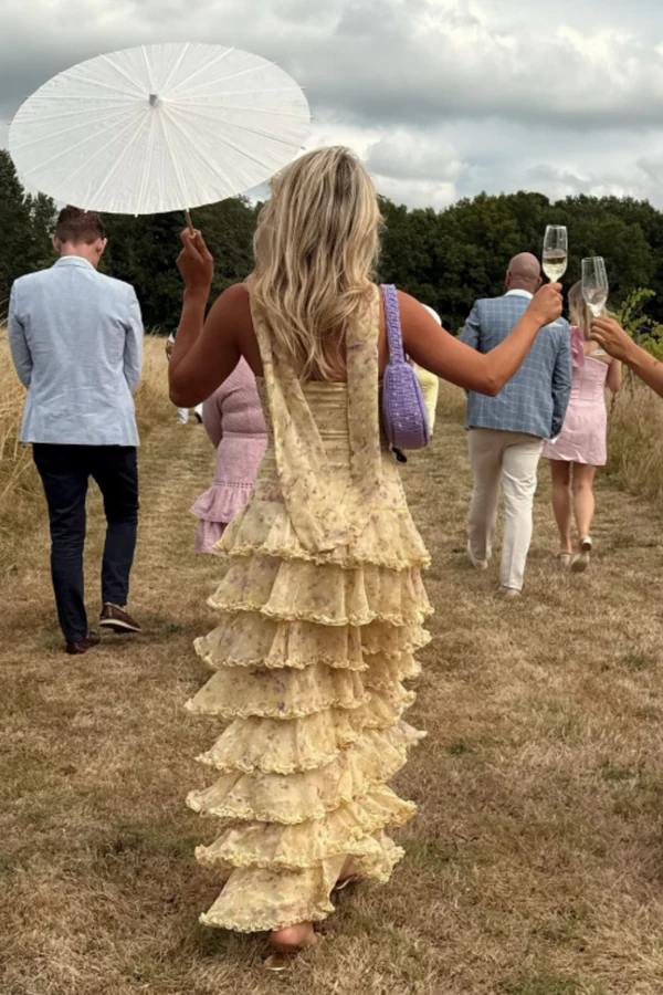 Modest Sheath Strapless Yellow Chiffon Floral Long Classy Prom Dress Party Dress 22Th Birthday Outfits Graduation Dress