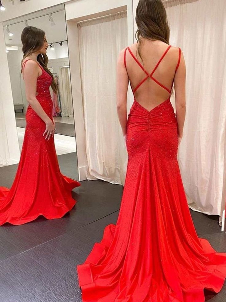 Modest Trendy Mermaid Spaghetti Straps Navy Blue Sequins Classy Prom Dress Style Long Senior High School Dance Party Dress
