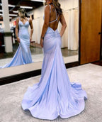 Modest Trendy Mermaid Spaghetti Straps Navy Blue Sequins Classy Prom Dress Style Long Senior High School Dance Party Dress