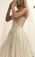 Modest Wedding Dress Ball Gown Strapless White Satin Long Wedding Dress Brides Dress Bridal Gowns