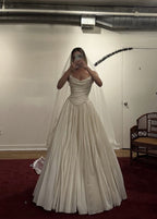 Modest Wedding Dress Ball Gown Strapless White Satin Long Wedding Dress Brides Dress Bridal Gowns
