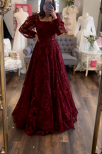 Modest Wedding Dress Long Sleeve Lace Applique Classic A-Line Wedding Dress