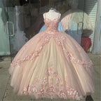 Pink/Purple/Green Sweet Lace Applique Long Tulle Quinceanera Dress Ball Gown Classy Evening Dress