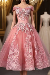 A-line Off-Shoulder Short Evening Prom Dress Appliques Sweet 16 Gown