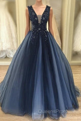 Navy Ball Gown Wedding Dress Evening Prom Gown
