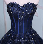 Navy Blue Lace Applique Tulle Long Party Dress Formal Gown Off Shoulder Floor Length Evening Prom Dress