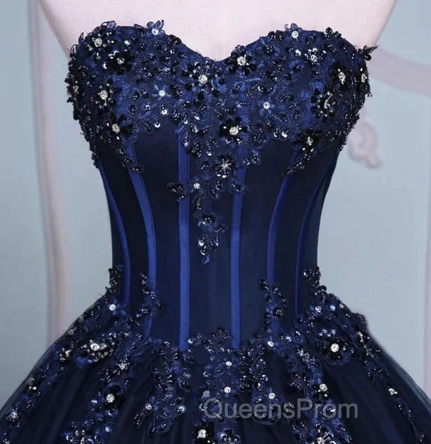 Navy Blue Lace Applique Tulle Long Party Dress Formal Gown Off Shoulder Floor Length Evening Prom Dress
