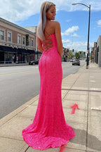 Navy Blue Sequin Long Classy Prom Dress Mermaid Cross Back Classy Evening Party Dress