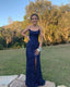 Navy Blue Sequin Long Classy Prom Dress Mermaid Cross Back Classy Evening Party Dress
