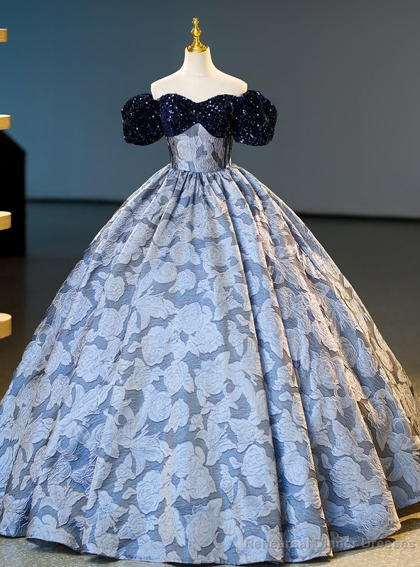 Navy Blue Sequins Off the Shoulder Quinceanera Dress Main image