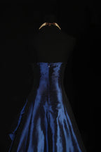 Navy Blue Vintage Elegant Fashion Ball Gown Off Shoulder Long Satin Classy Prom Dress Classy Evening Dress Party Dress