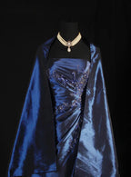 Navy Blue Vintage Elegant Fashion Ball Gown Off Shoulder Long Satin Classy Prom Dress Classy Evening Dress Party Dress