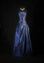 Navy Blue Vintage Elegant Fashion Ball Gown Off Shoulder Long Satin Classy Prom Dress Classy Evening Dress Party Dress