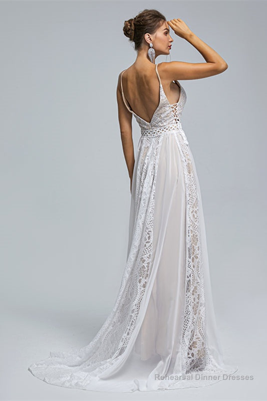 Spaghetti Straps Beach Wedding Dresses With Adjustable Drawstring Secondary image