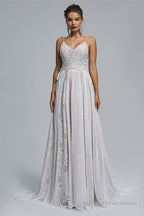 Spaghetti Straps Beach Wedding Dresses With Adjustable Drawstring
