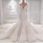 New Arrival Mermaid Vintage Wedding Dress Online Classic V Neck Lace Bridal Gowns Online