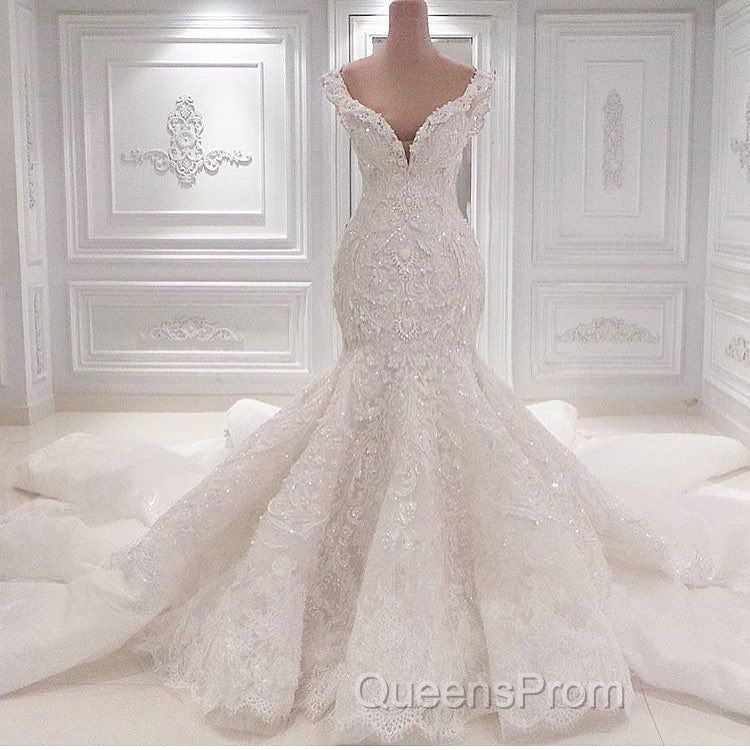 New Arrival Mermaid Vintage Wedding Dress Online Classic V Neck Lace Bridal Gowns Online