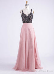New Arrival Sweetheart Spaghetti A-line Open Back Chiffon Beading Prom Party Dress