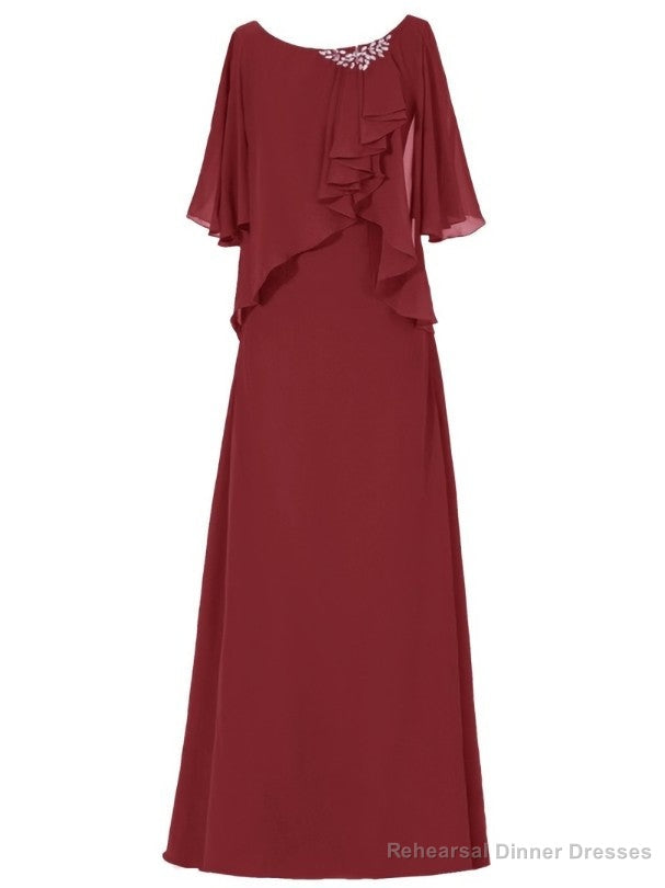 New arrivals Scoop Neck Rhinestone Chiffon Floor-Length Mother of the Bride Dress Main image