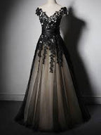 New Fashion Cap Sleeve With Black Lace Elegant Classy Prom Classy Prom Dress