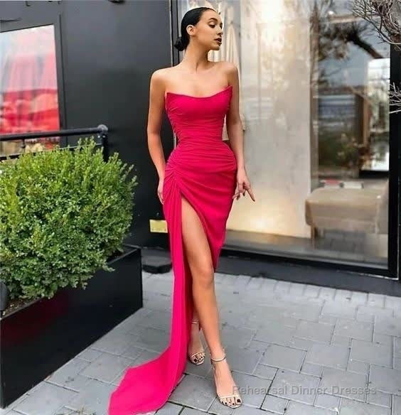 Newest Sleeveless Side Slit Spandex Satin Mermaid Prom Dress Secondary image