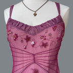 NiceVestidos--Pink Beaded Mid-Length Homecoming Dress Classy Prom Dress