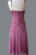 NiceVestidos--Pink Beaded Mid-Length Homecoming Dress Classy Prom Dress