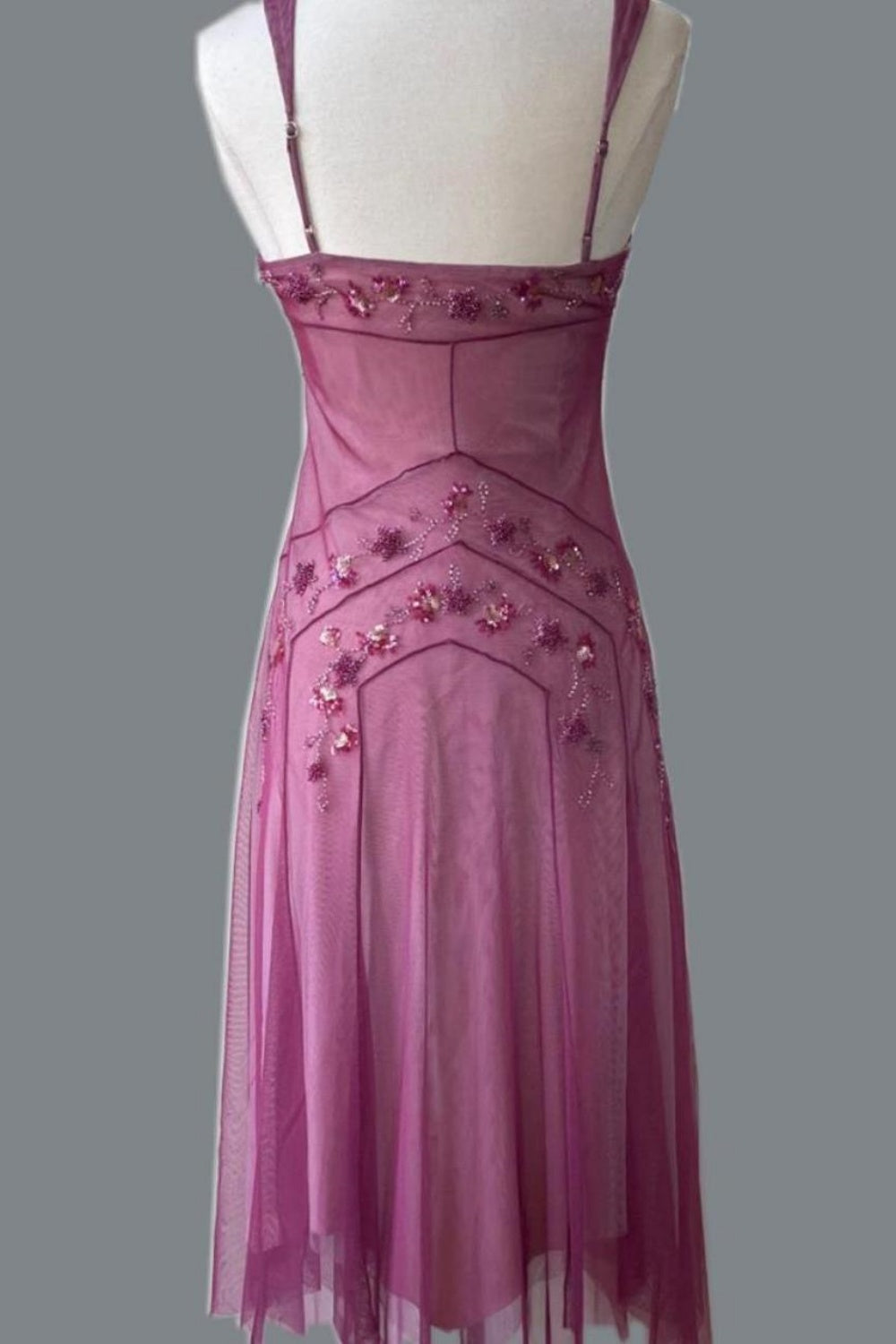 NiceVestidos--Pink Beaded Mid-Length Homecoming Dress Classy Prom Dress