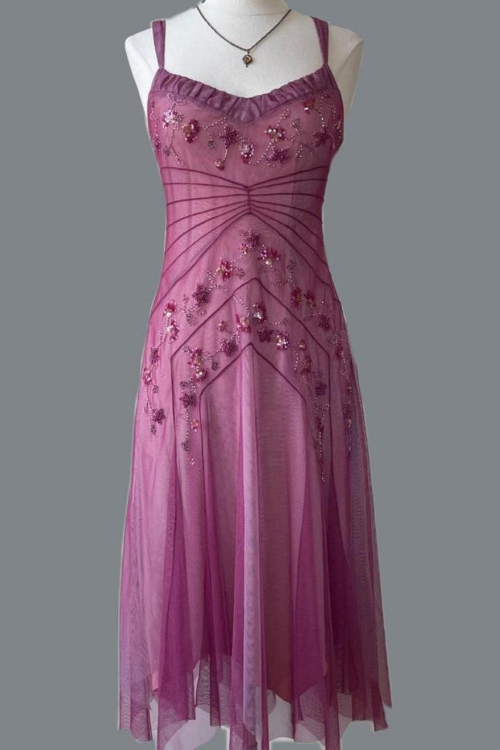NiceVestidos--Pink Beaded Mid-Length Homecoming Dress Classy Prom Dress