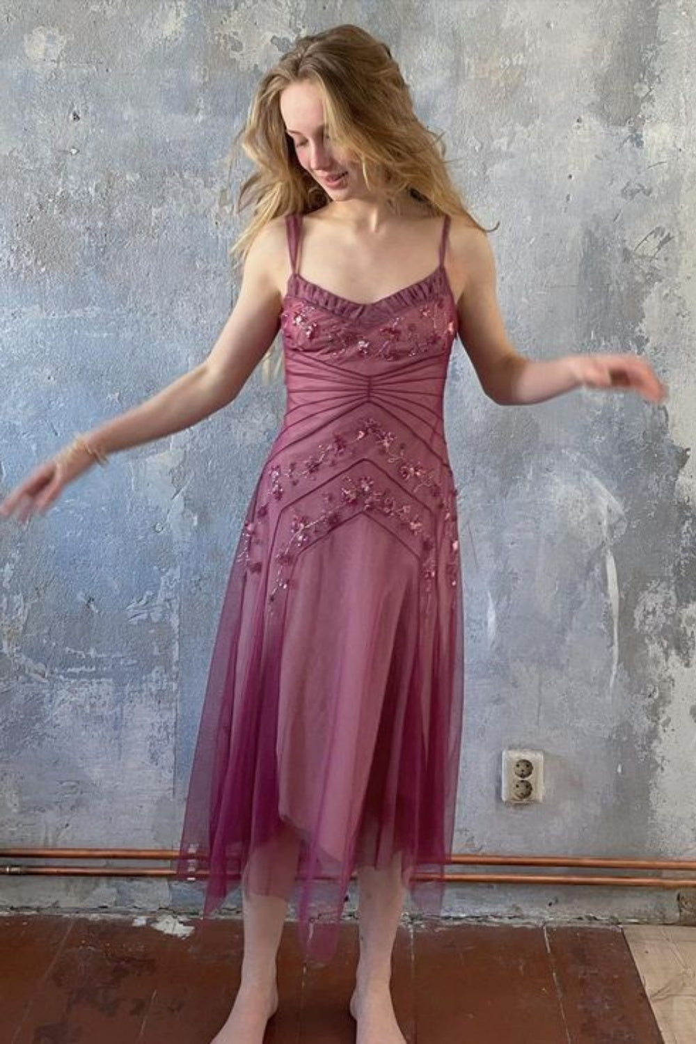 NiceVestidos--Pink Beaded Mid-Length Homecoming Dress Classy Prom Dress