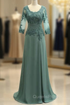 Noble A-Shaped Princess Chiffon Sticker Spoon 3/4 Sleeve Mother Of The Bride Dress