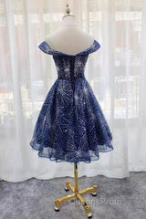 Off Houlder Bridesmaid Dress, Sequin Evening Dress, Short Homecoming Dress,Custom Made