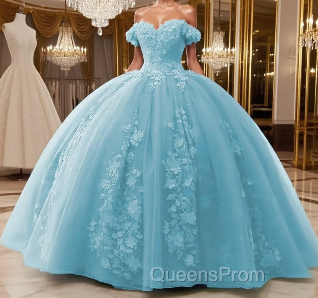 Off Shoulder Ball Gown Quinceanera Dress 3D Floral Applique Gowns Main image