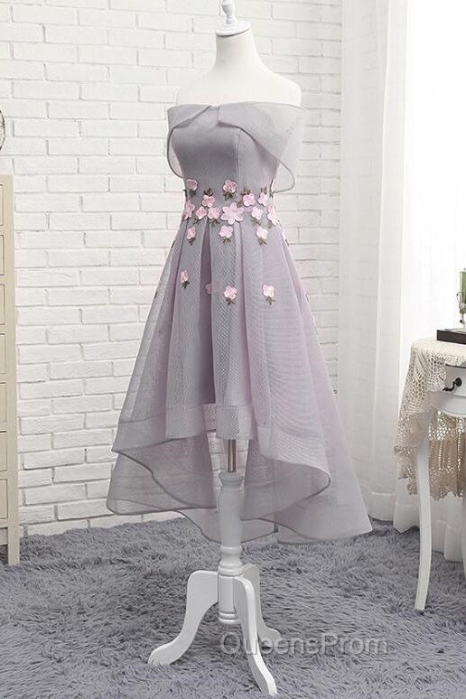 Off Shoulder High Low Fashionable Party Dress, Homecoming Dress, Lovely Formal Dress Secondary image