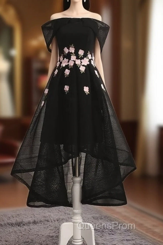 Off Shoulder High Low Fashionable Party Dress, Homecoming Dress, Lovely Formal Dress Main image
