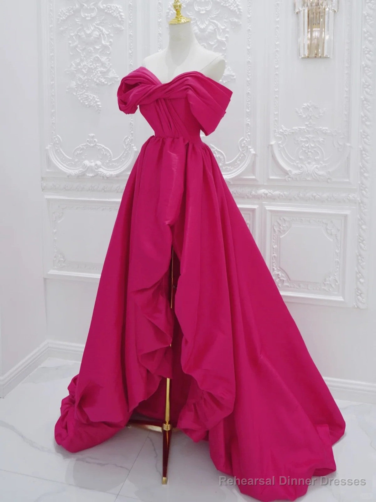 Off Shoulder High Low Party Dress, High Low Prom Dress Homecoming Dress Secondary image