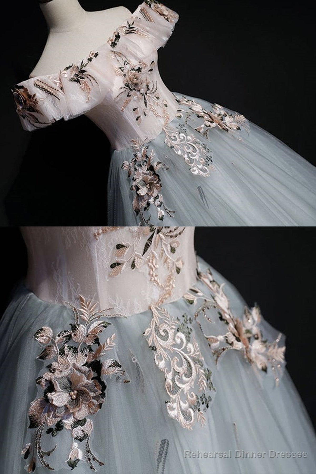 Off Shoulder Long Off Shoulder Party Dress, Tulle Sweet 16 Dress Formal Gown Secondary image