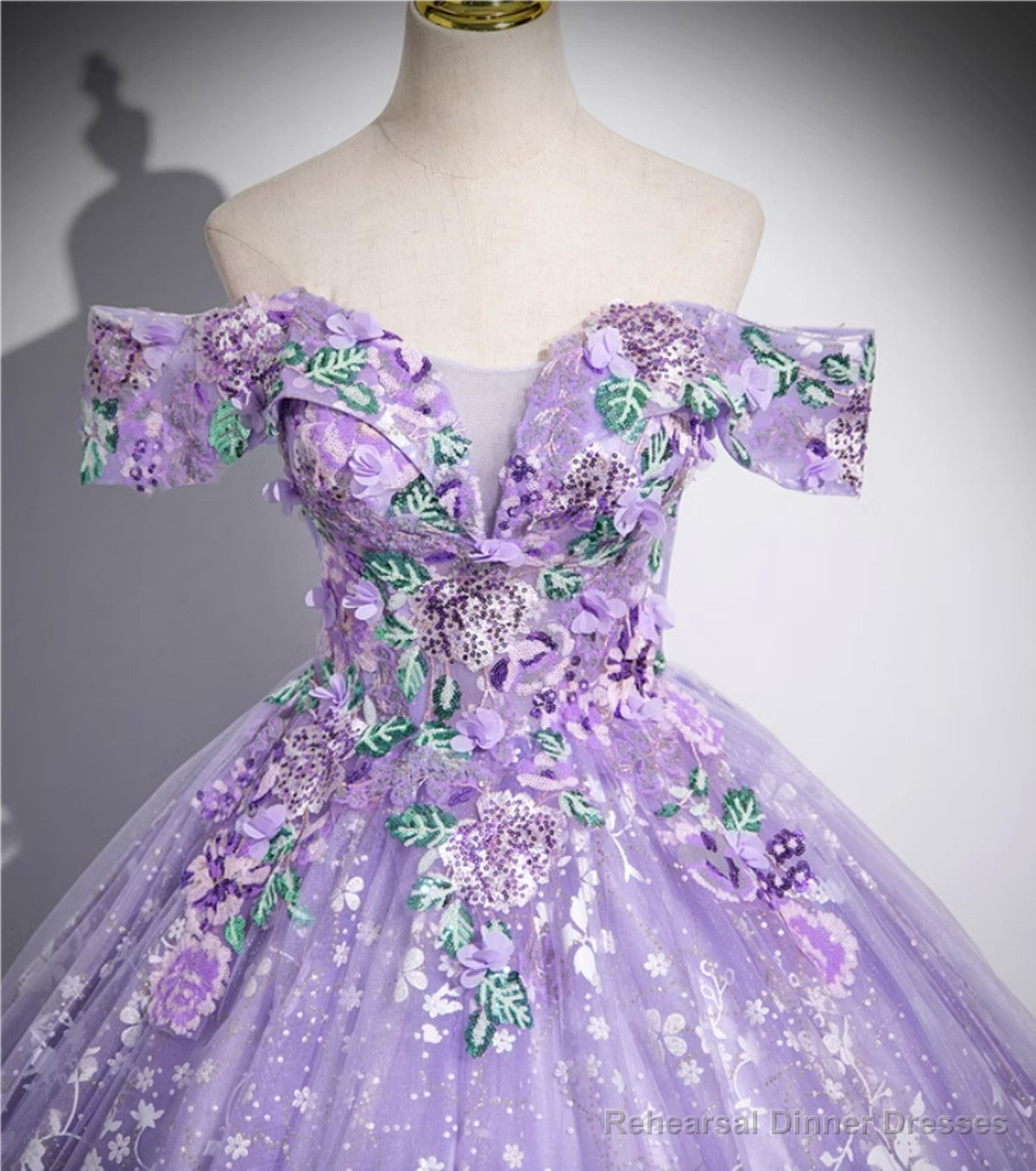 Off Shoulder Purple Lace Sweetheart Party Dress, Purple Sweet 16 Dress Secondary image