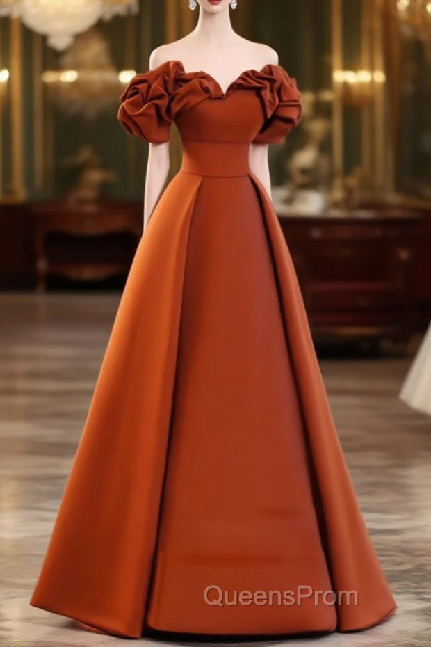 Off Shoulder Satin Sweetheart Floor Length Party Dress, Satin Simple Formal Dress