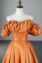 Off Shoulder Satin Sweetheart Lace-Up Party Dress, Satin Simple Evening Dress Evening Prom Dress